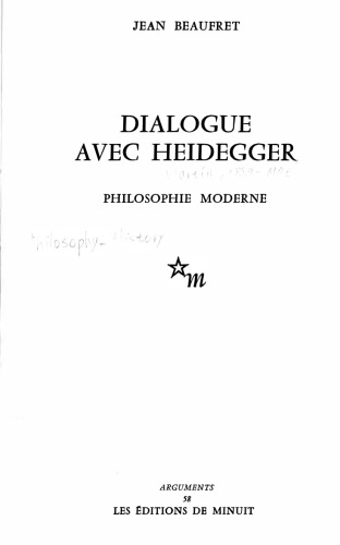 Dialogue avec Heidegger II: Philosophie moderne