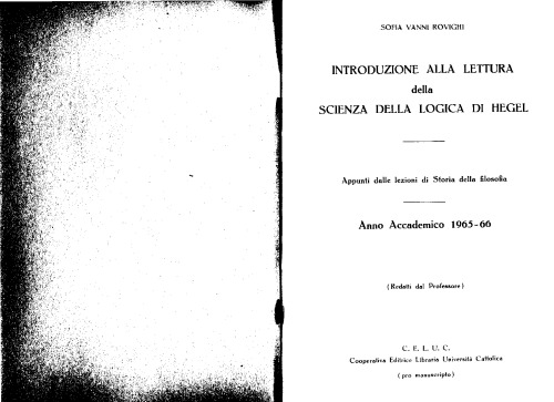 Introduzione alla lettura della Scienza della logica di Hegel