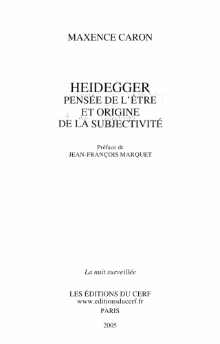 Heidegger : Pensée de l'être et origine de la subjectivité
