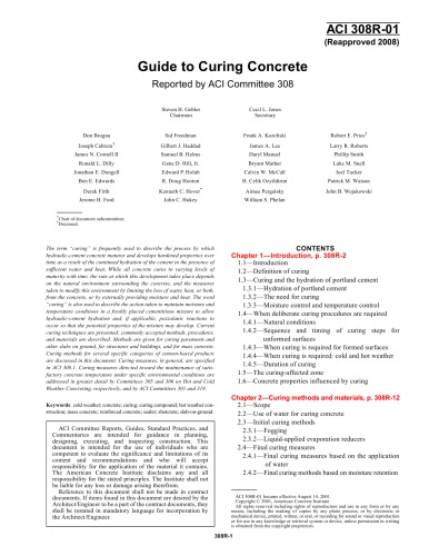 ACI 308R-01: Guide to Curing Concrete (Reapproved 2008)