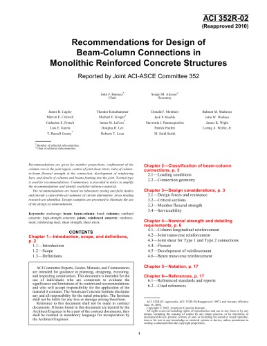 ACI 352R-02: Recommendations for Design of Beam-Column Connections in Monolithic Reinforced Concrete Structures