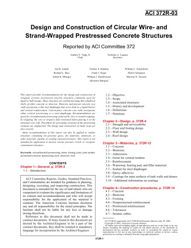 ACI 372R-03: Design and Construction of Circular Wire and Strand Wrapped Prestressed Concrete Structures