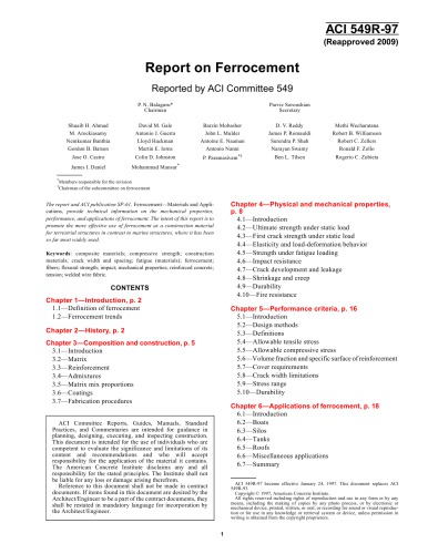 ACI 549R-97: Report on Ferrocement (Reapproved 2009)