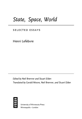 State, Space, World: Selected Essays