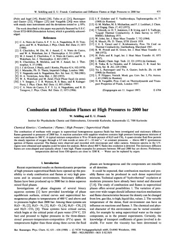 Combustion and Diffusion Flames at High Pressures to 2000 bar