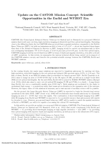 Update on the CASTOR Mission Concept: Scientic Opportunities in the Euclid and WFIRST Era