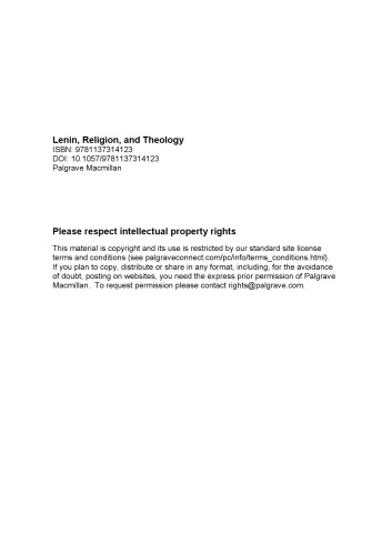 Lenin, Religion, and Theology