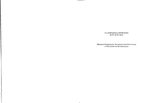 Les mathématiques infinitésimales du IXe au XIe siècle