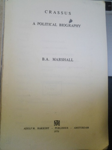 Crassus: A Political Biography.