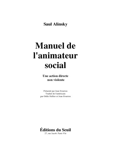 Manuel de l'animateur social : une action directe non violente