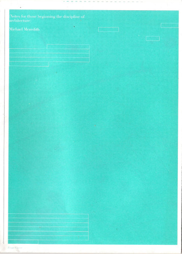 Notes for Those Beginning the Discipline of Architecture: Alternate Ending 1 : the Glimmering Noise