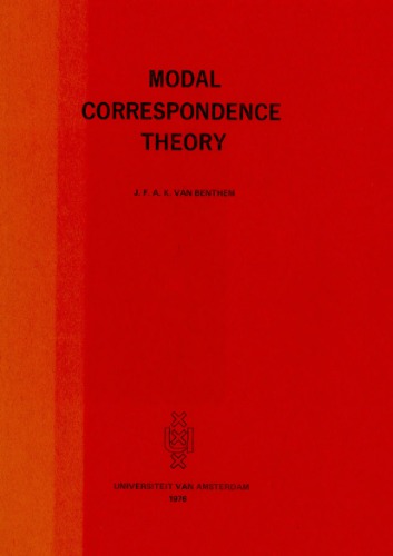 Modal Correspondence Theory [PhD Thesis]