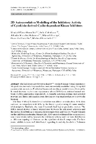 2D Autocorrelation Modelling of the Inhibitory Activity of Cytokinin-derived Cyclin-dependent Kinase Inhibitors