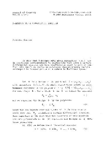 2-Designs and a differential equation