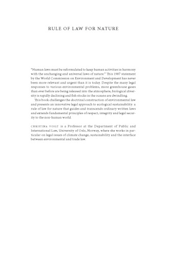 Rule of Law for Nature: New Dimensions and Ideas in Environmental Law