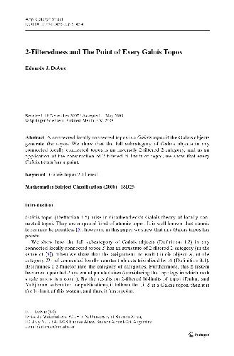 2-Filteredness and The Point of Every Galois Topos