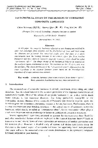 3-D numerical study on the bending of symmetric composite laminates