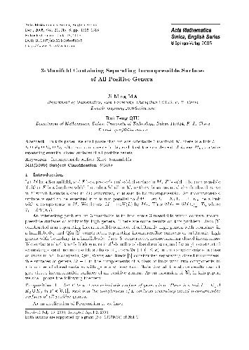 3-Manifold Containing Separating Incompressible Surfaces of All Positive Genera