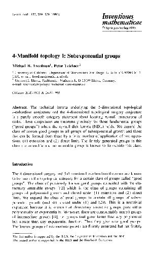 4-Manifold topology I: Subexponential groups