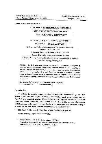 A 1/3 Pure Subharmonic Solution and Transient Process for the Duffings Equation