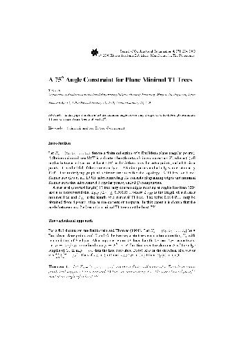 A 75 Angle Constraint for Plane Minimal T1 Trees
