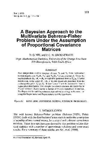 A Bayesian Approach to the Multivariate Behrens-Fisher Problem Under the Assumption of Proportional Covariance Matrices