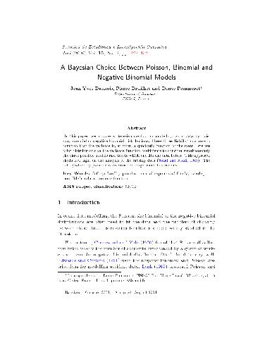 A Bayesian Choice Between Poisson, Binomial and Negative Binomial Models