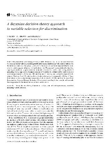 A Bayesian decision theory approach to variable selection for discrimination