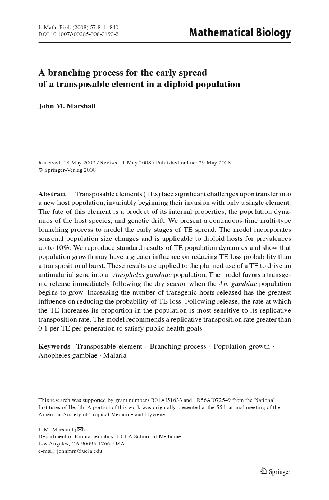A branching process for the early spread of a transposable element in a diploid population