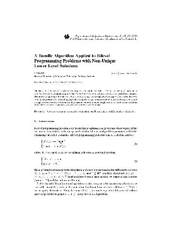 A Bundle Algorithm Applied to Bilevel Programming Problems with Non-Unique Lower Level Solutions