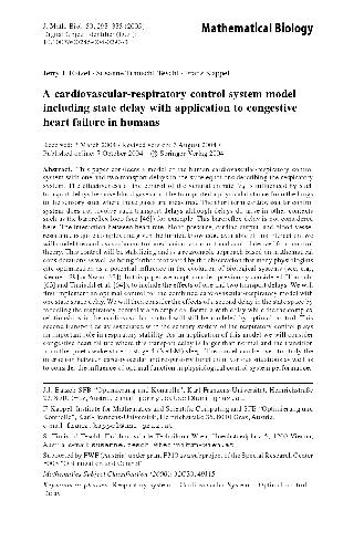 A cardiovascular-respiratory control system model including state delay with application to congestive heart failure in humans