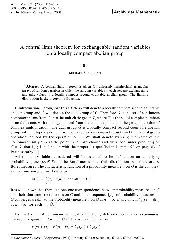 A central limit theorem for exchangeable random variables on a locally compact abelian group