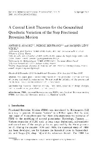 A Central Limit Theorem for the Generalized Quadratic Variation of the Step Fractional Brownian Motion