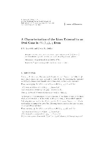 A Characterisation of the Lines Externaltoan Oval Cone in PG(3,q), q Even