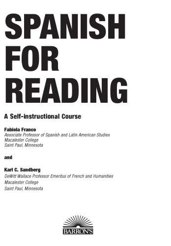 Spanish for Reading: A Self-Instructional Course