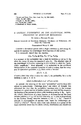 A Critical Experiment on the Statistical Interpretation of Quantum Mechanics