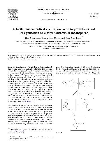 A facile tandem radical cyclization route to propellanes and its application to a total synthesis of modhephene