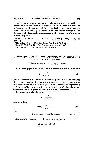 A Further Note on the Mathematical Theory of Population Growth