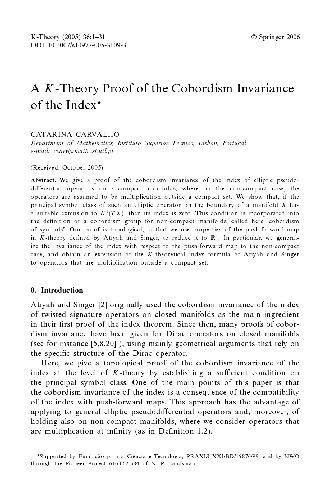 A K-Theory Proof of the Cobordism Invariance of the Index