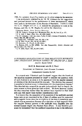 A Possible Explanation of the Relativity Doublets and Anomalous Zeeman Effect by Means of a Magnetic Electron