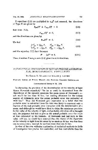 A Statistical Discussion of Sets of Precise Astronomical Measurements Parallaxes
