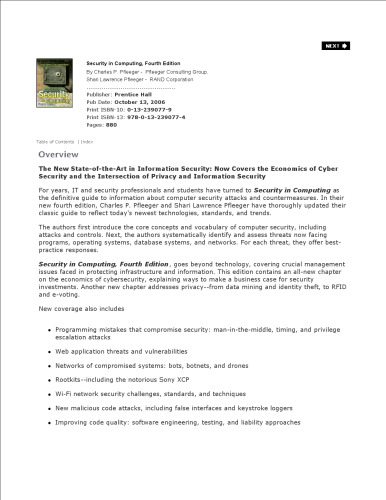 Security in computing