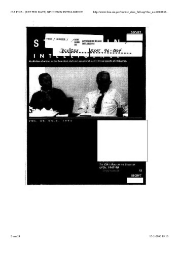 CIA's role in the study of UFOs, 1947-90: A die-hard issue