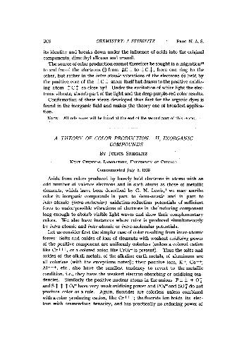 A Theory of Color Production II, Inorganic Compounds