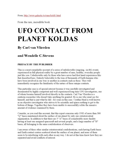 UFO contact from planet Koldas : a cosmic dialogue