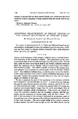 Absorption Measurements of Certain Changes in the Average Wave-Length of Tertiary X-Rays