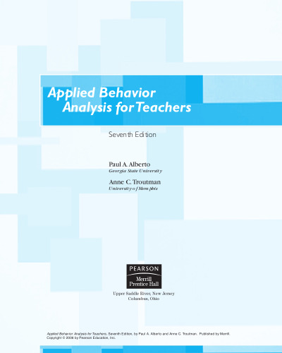 Applied Behavior Analysis for Teachers