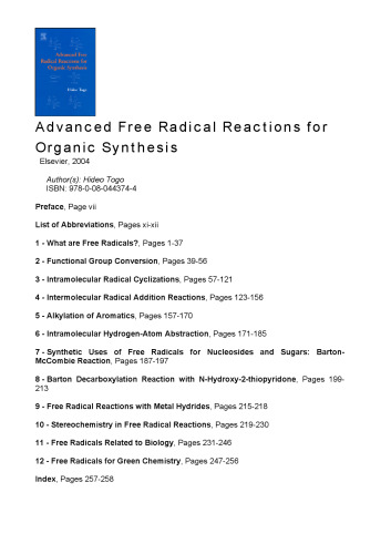 Advanced Free Radical Reactions For Organic Synthesis