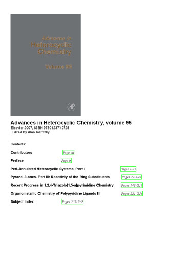 Advances in Heterocyclic Chemistry, Vol. 95