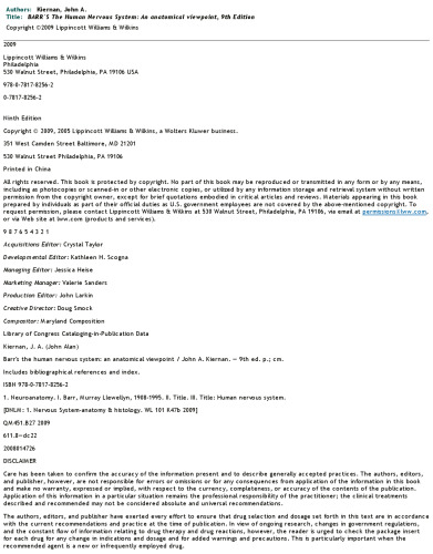 Barr's The Human Nervous System: An Anatomical Viewpoint, Ninth Edition